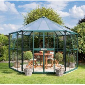 Køb Hera sekskantet drivhus Model 9000 Grønlakeret Glas online billigt tilbud rabat have